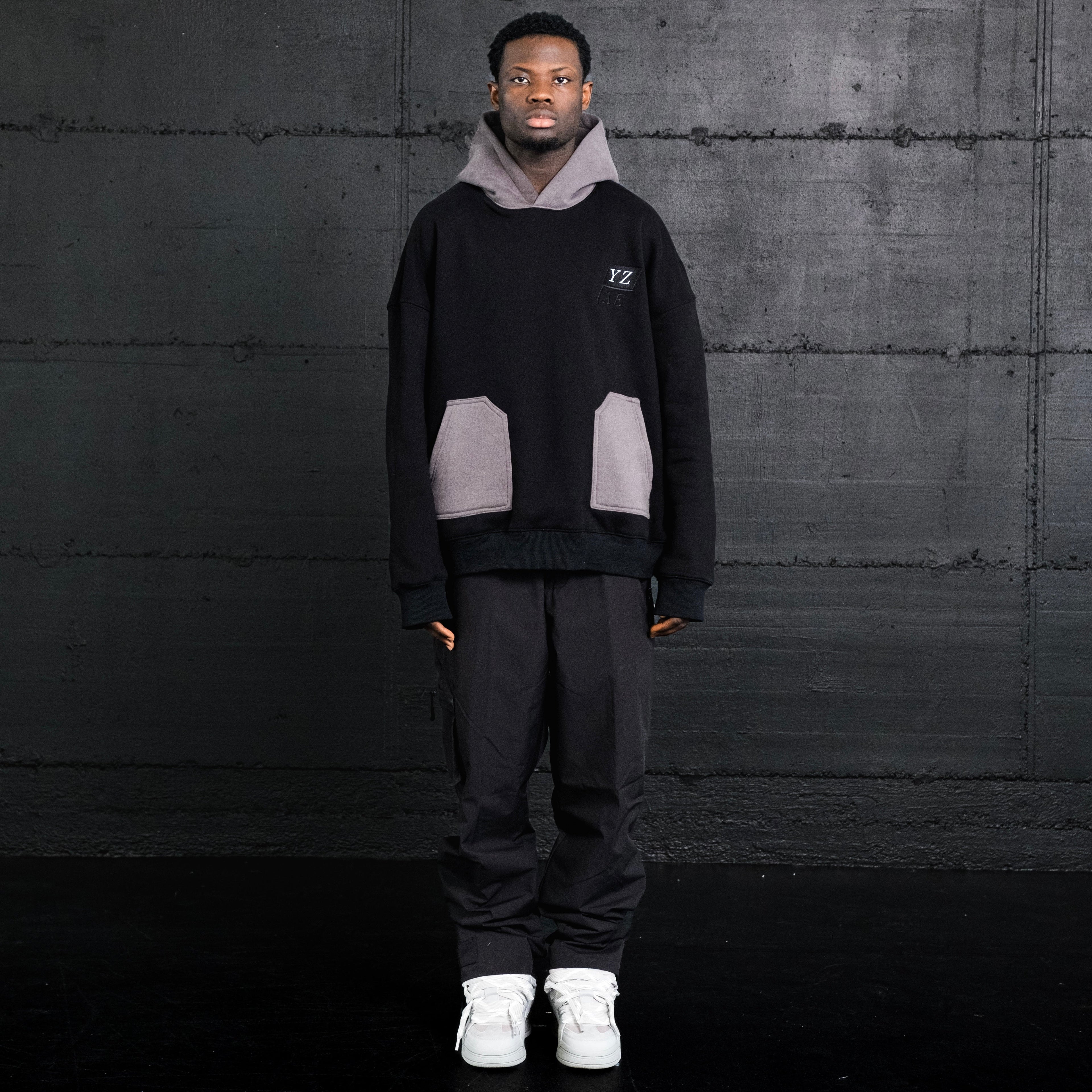 black contrast hoodie