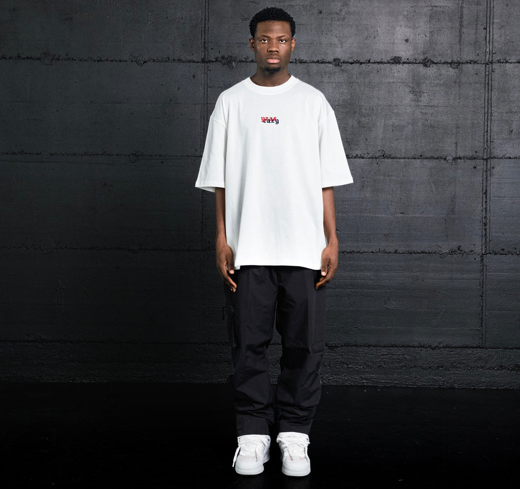 white embroidery tee