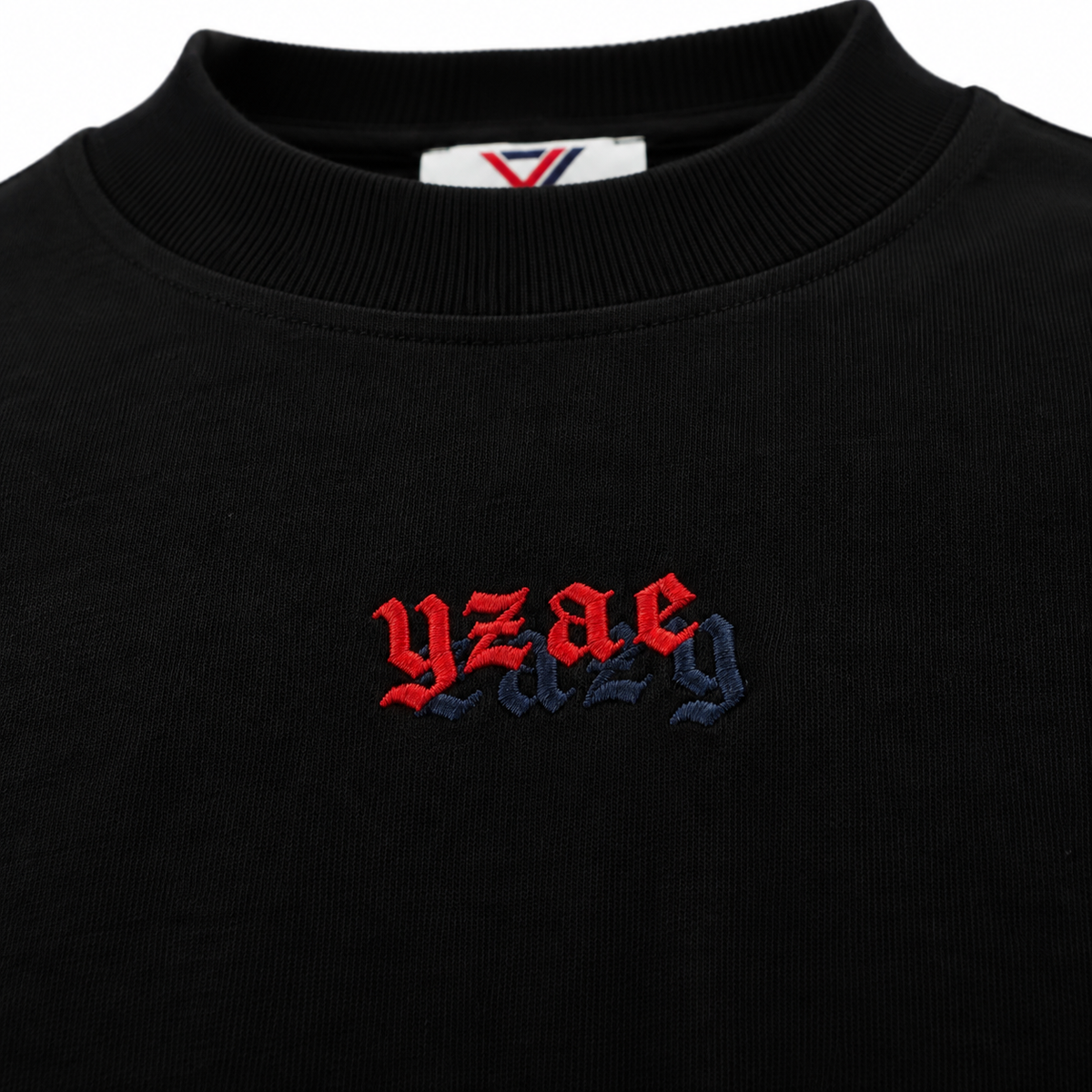 black embroidery tee