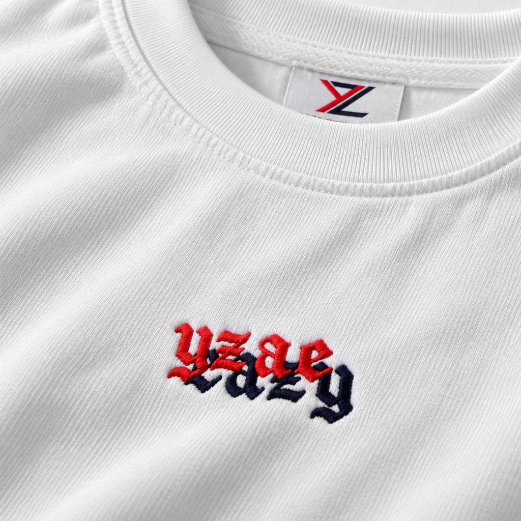 white embroidery tee