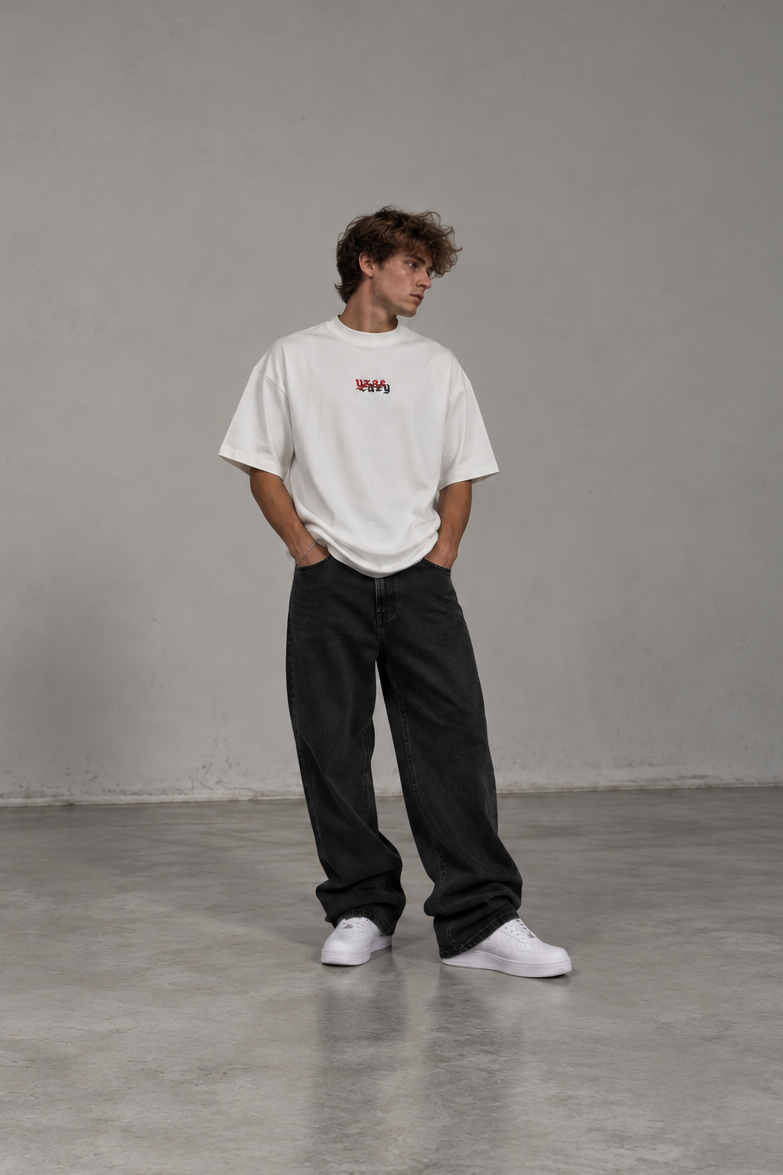 white embroidery tee